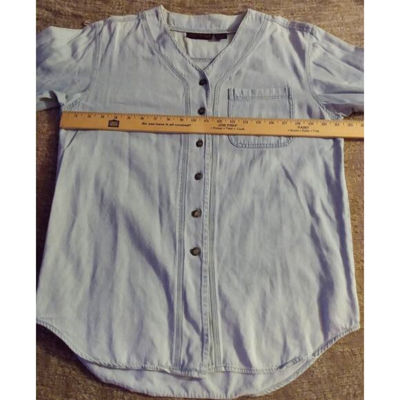 VTG Giorgio Sant Angelo Long Sleeve Women's V Neck Small Denim Button Up Shirt - Picture 7 of 10